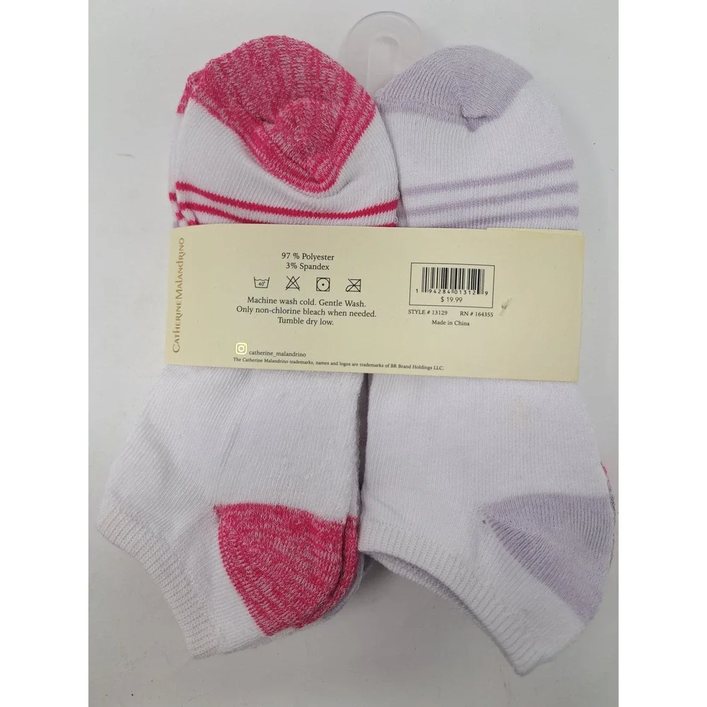 Catherine Malandrino Womens No Show Cushion White Socks 6pk Shoe Size 4-10
